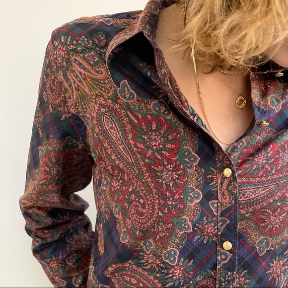 Vintage Chaps Paisley Button Down - Size PL (EUC) - Picture 4 of 8